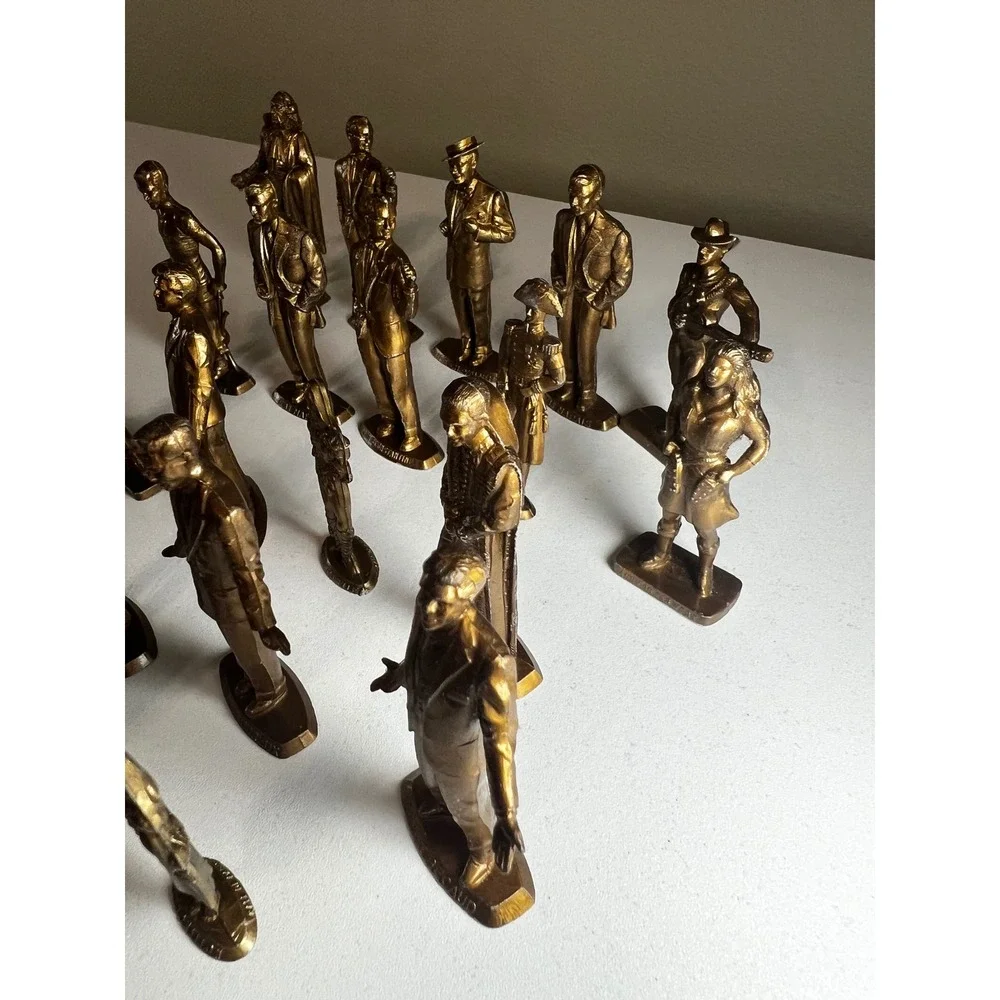 Vintage Mokalux Les Grandes Vedettes Lot 28 Gold French Celebrity Figures 1950s